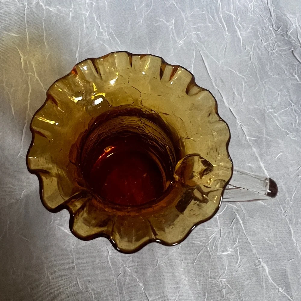 Glass Container With Handle Flowering Rim Detail - Picture 3 of 3
